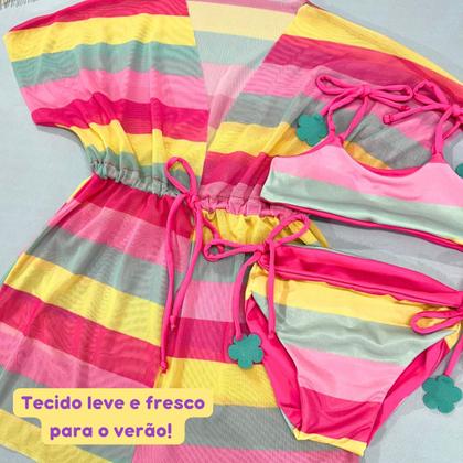 Imagem de Biquíni Dupla Face + Vestido Saída De Praia Menina Infantil