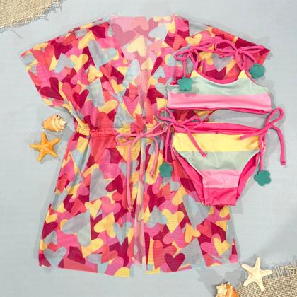 Imagem de Biquíni Dupla Face + Vestido Saída De Praia Menina Infantil