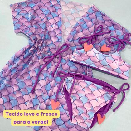 Imagem de Biquíni Dupla Face + Vestido Saída De Praia Menina Infantil