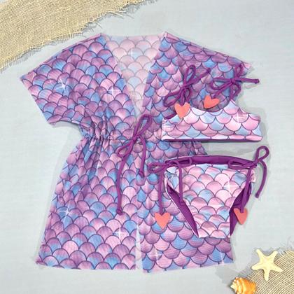 Imagem de Biquíni Dupla Face + Vestido Saída De Praia Menina Infantil