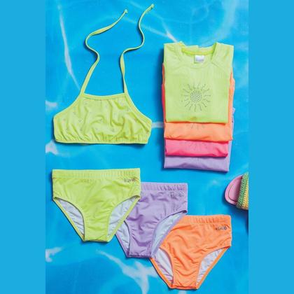 Imagem de Biquíni em Malha com Proteção UV+ na cor Verde Neon com aplique em strass - Kukiê