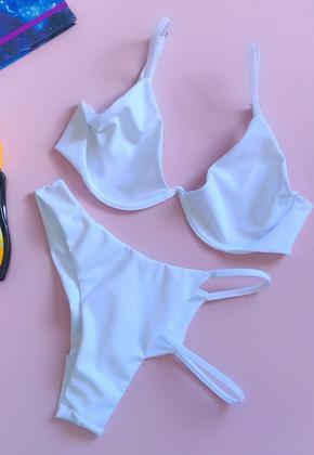 Imagem de Biquíni Feminino Aro V Invertido sem Bojo com Calcinha Fio Duplo e Tira Lateral