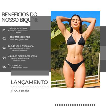 Imagem de Biquini Feminino Asa Delta Amarração Proteção Solar Meia Taça Forrado em Bojo Pria Piscina Natação Moda Praia Verão 