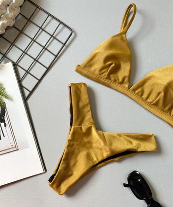 Imagem de Biquíni Feminino Aviador Com Bojo Liso Com Calcinha Asa Delta