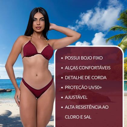 Imagem de Biquíni Feminino Com Bojo Fixo Calcinha Asa Delta Alça Corda