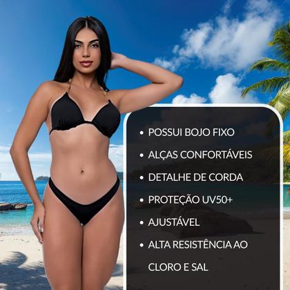 Imagem de Biquíni Feminino Com Bojo Fixo Calcinha Asa Delta Alça Corda