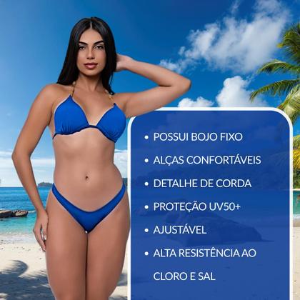 Imagem de Biquíni Feminino Com Bojo Fixo Calcinha Asa Delta Alça Corda