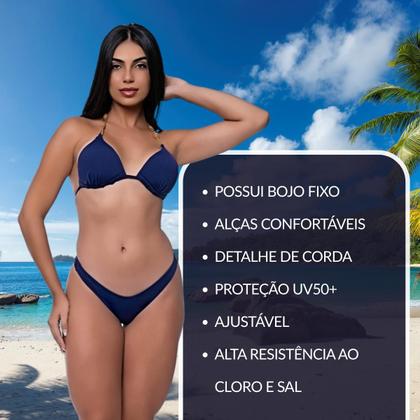 Imagem de Biquíni Feminino Com Bojo Fixo Calcinha Asa Delta Alça Corda