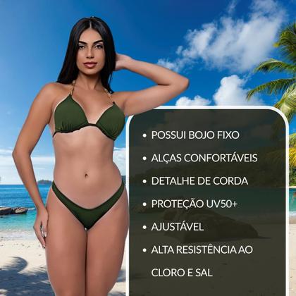 Imagem de Biquíni Feminino Com Bojo Fixo Calcinha Asa Delta Alça Corda