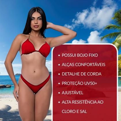 Imagem de Biquíni Feminino Com Bojo Fixo Calcinha Asa Delta Alça Corda