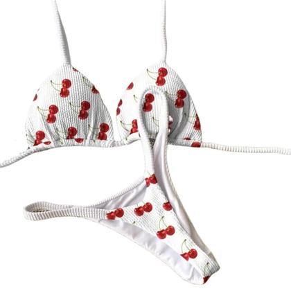 Biquini Feminino com Estampa de Cereja - Conjunto Sexy de Duas Peças Imagem de Biquini Feminino com Estampa de Cereja - Conjunto Sexy de Duas Peças