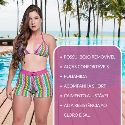 Imagem de Biquíni Feminino Com Short Saída de Praia Conjunto Crochê