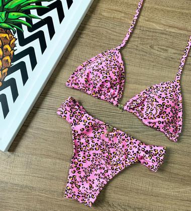 Imagem de Biquíni Feminino Cortininha Estampado Com Bojo Calcinha Bombom