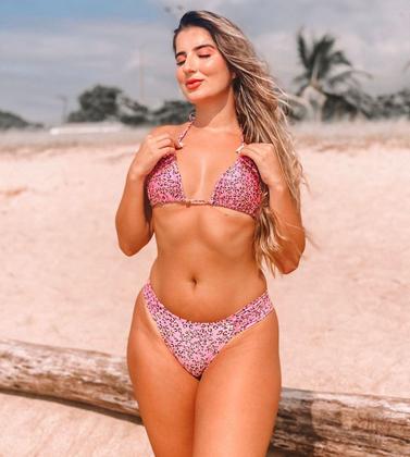 Imagem de Biquíni Feminino Cortininha Estampado Com Bojo Calcinha Bombom