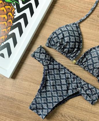Imagem de Biquíni Feminino Cortininha Estampado Com Bojo Calcinha Bombom