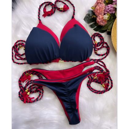 Imagem de Biquíni Feminino Dupla face Fio Bojo Levanta Bumbum Tendencia Azul