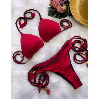 Imagem de Biquíni Feminino Dupla face Fio Bojo Levanta Bumbum Tendencia Azul