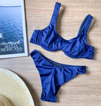Imagem de Biquíni Feminino Liso Aro Sem Bojo Calcinha Fio Duplo e Asa Delta