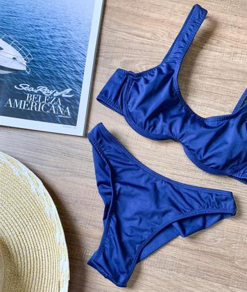 Imagem de Biquíni Feminino Liso Aro Sem Bojo Calcinha Fio Duplo e Asa Delta