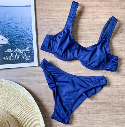Imagem de Biquíni Feminino Liso Aro Sem Bojo Calcinha Fio Duplo e Asa Delta