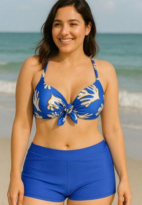 Imagem de Biquíni Feminino Plus Size Com Bojo Alça Regulável e Calcinha Shortinho