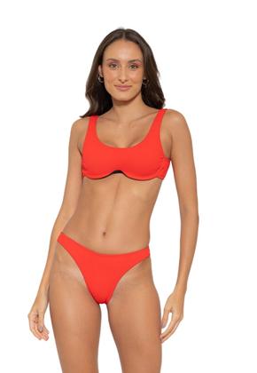 Imagem de Biquíni Feminino Sutiã Aro Sem Bojo Calcinha Fio Duplo Asa Delta Texturizado