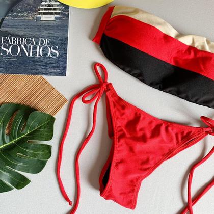 Imagem de Biquíni Feminino Top Faixa Tropical com Bojo e Calcinha Empina Bumbum