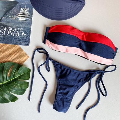 Imagem de Biquíni Feminino Top Faixa Tropical com Bojo e Calcinha Empina Bumbum