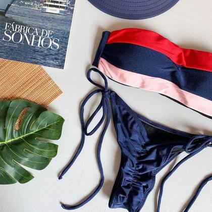 Imagem de Biquíni Feminino Top Faixa Tropical com Bojo e Calcinha Empina Bumbum