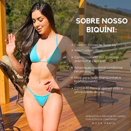 Imagem de Biquíni Fio Dental Cortininha Cavado Amarração Marquinha Moda Praia Bronze Bronzeamento Sem Bojo Uv 50