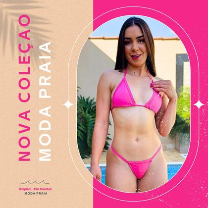 Imagem de Biquíni Fio Dental Cortininha Cavado Amarração Marquinha Moda Praia Bronze Bronzeamento Sem Bojo Uv 50