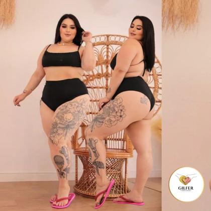 Imagem de Biquíni Hot Paint Plus Size Premium Sem Bojo Cor Preta G1 Moda Curve Veste 46 ao 48