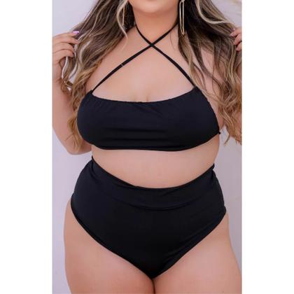 Imagem de Biquíni Hot Paint Plus Size Premium Sem Bojo Cor Preta G1 Moda Curve Veste 46 ao 48