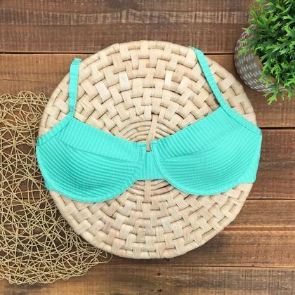 Imagem de Biquíni Hot Pants Faixa Meia Taça Retrô Com Bojo Canelado Mônaco Verde Água