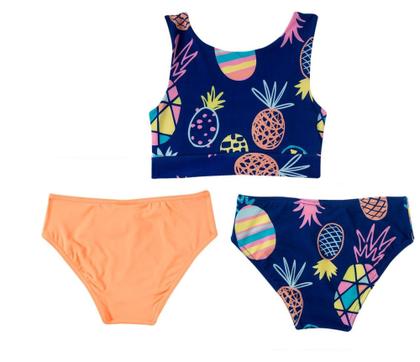 Imagem de Biquini Infantil 3 Peças Com Filtro Solar Uv50 Tip Top Conjunto de Praia Top e 2 Calcinha Bk72