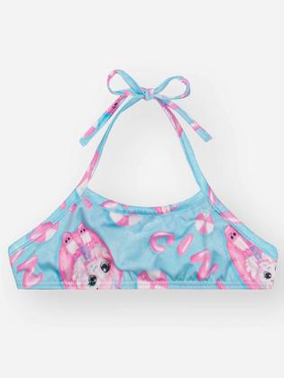 Imagem de Biquíni Infantil Cinti Verão com Blusa Manga Longa Azul Unicórnio