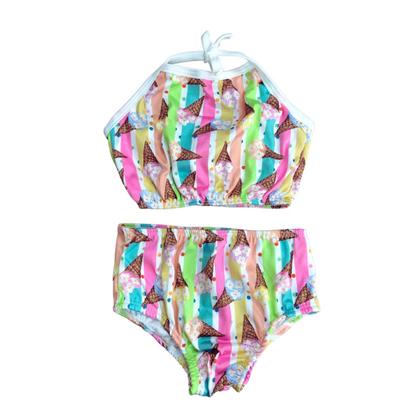 Imagem de Biquini Infantil Cintura Alta Saída De Praia Kimono Blogueirinha Varias Estampas