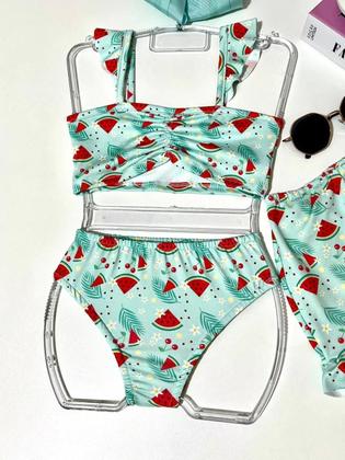Imagem de Biquini infantil de menina 3 peças modinha verão lançamento blogueirinha mini diva fashion
