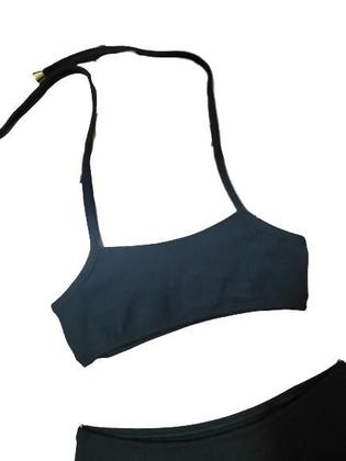 Imagem de Biquíni Infantil e Juvenil Tecido Jacquard Preto