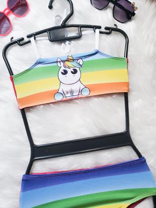 Imagem de Biquini infantil feminino unicórnio rosa