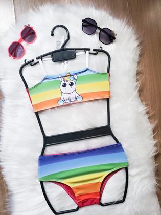 Imagem de Biquini infantil feminino unicórnio rosa