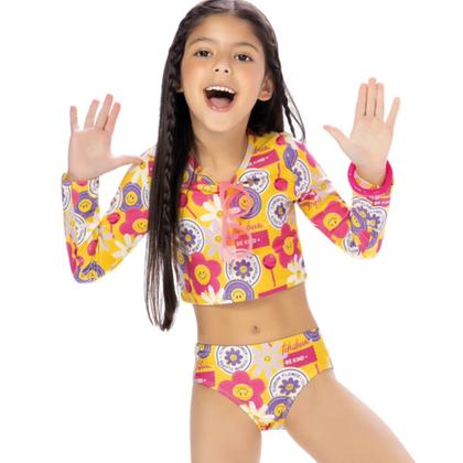 Imagem de Biquíni Infantil Juvenil Manga Longa Com Proteção UV Cropped