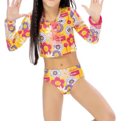 Imagem de Biquíni Infantil Juvenil Manga Longa Com Proteção UV Cropped