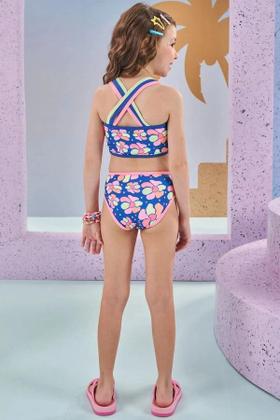 Imagem de Biquíni Infantil Kukiê Verão Azul Florzinha Corações