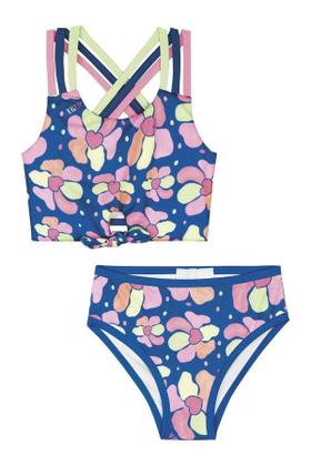 Imagem de Biquíni Infantil Kukiê Verão Azul Florzinha Corações