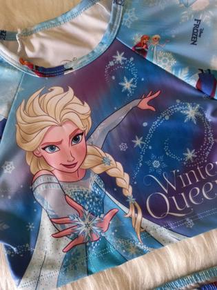 Imagem de Biquíni Infantil Manga Longa Elsa Frozen Proteção Uv 50+ Menina Moda Praia