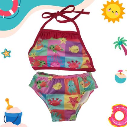 Imagem de Biquini Infantil Menina Juvenil Proteção UV Verão Moda Praia