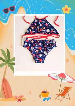 Imagem de Biquíni Infantil Menina Moda Praia Verão Estampado