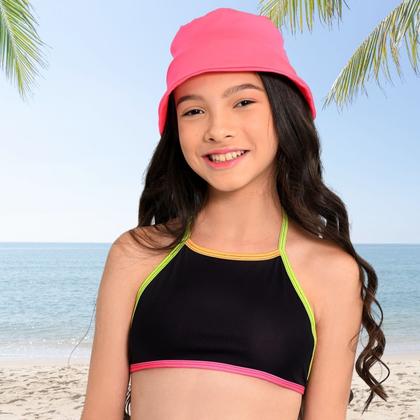 Imagem de Biquíni Infantil Menina Proteção UV FPS 50+ Top e Tanga Preto Marujos e Sereias 263