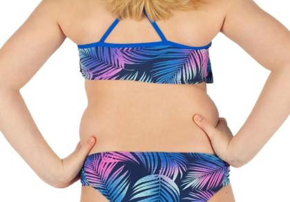 Imagem de Biquini Infantil Praia Piscina Azul Folhas Soltinho Meninas